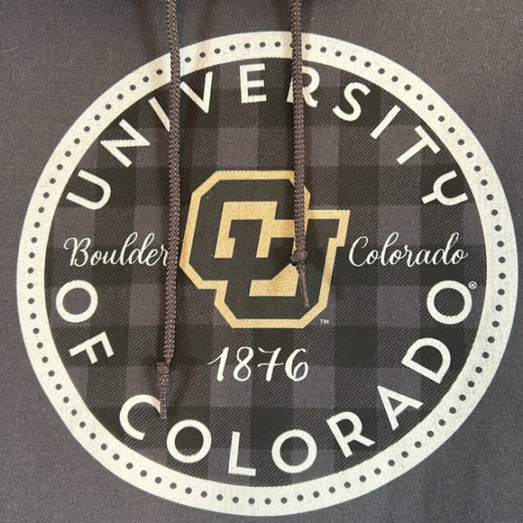 CU University of Colorado Official Plaid Badge Unisex Adult Pull-Over Hoodie Sm - Picture 2 of 7